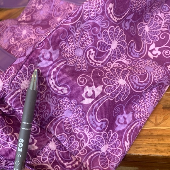 Purple Flowered Women’s Girls Tote Bag Medium Beach Pool - Picture 5 of 6